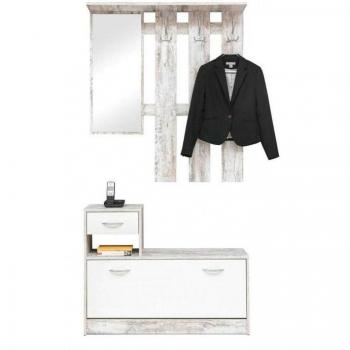 Armoire à portes vitrées pour entrée – version vintage blanche (100 × 25 cm) hauteur 180 cm