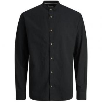 Summer Band camicia lunga Jack & Jones con misto lino neri