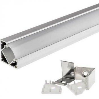 Profilo Nastro LED 1m in Alluminio Grigio Angolo 45°