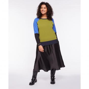 Fiorella Rubino: falda midi de raso con cintura elástica plana en el interior (talla grande)