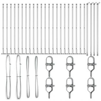 Poteaux de clôture VidaXL – 26 pièces, finition argentée, dimensions 3,2 × 3,2 × 140 cm, acier