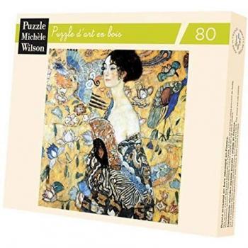 Klimt Puzzle “Dame mit Fächer” – Holz, 80 Stück, handgefertigt