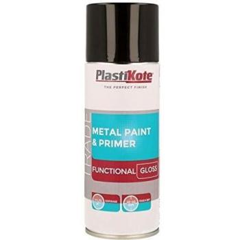 PlastiKote Trade Metal Spray Paint & Primer, Gloss Black, 400ml