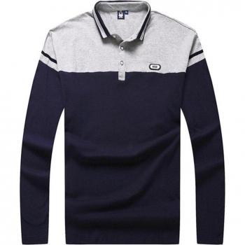Herbst Herren Poloshirt langarm große Größe mit Nähte und Revers für Plus Size