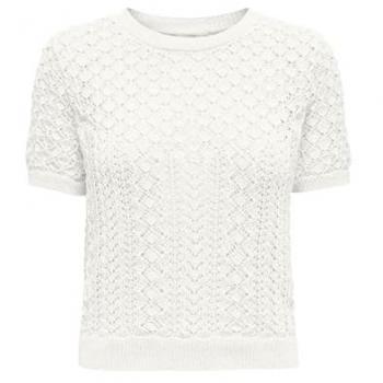Top ONLY crocheté blanc à manches courtes