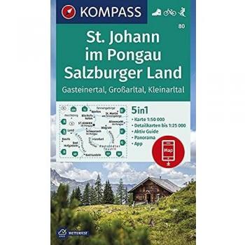 KOMPASS-Karten GmbH Kompass Wanderkarte St. Johann Im Pongau, Salzburger Land: 5in1 Wanderkarte 1:50000 Mit Aktiv Guide, Detailkarten Und Panorama Inklusive Karte Zur ... Skitouren. (Kompass-Wanderkarten, Band 80)