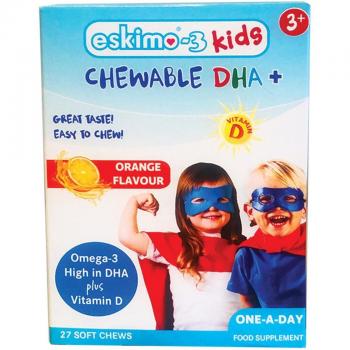 Eskimo Kids Omega 3 DHA with Vitamin D Orange Flavor Chewable Tablets