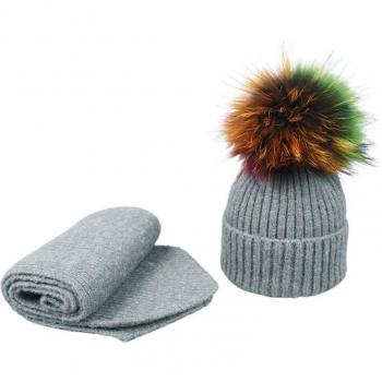 Gorro y bufanda de punto mullido para niños, set de 2 piezas
