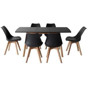 Set tavolo allungabile Helga 120/160cm e 6 sedie Nora