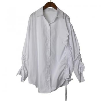 XITAO Bluse Göttin‑Stil, unregelmäßig, volles Busthülle, Plissee