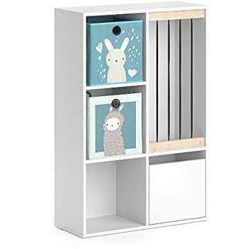 Libreria Luigi per bambini, Bianco, 72 x 107.8 cm con 2 scatole pieghevoli