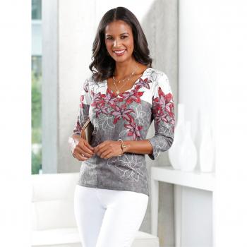 T‑shirt Fair Lady rouge-noir, imprimé, entretien minimal