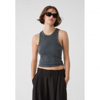 Stradivarius XL Dark Grey Racerback with Stud Detail