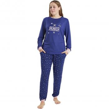 Pijama azul marino de manga larga para mujer CP0400