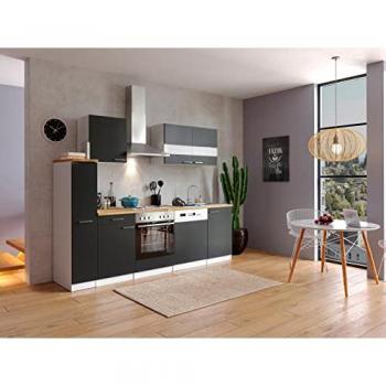 Kitchenette Malia 250 cm Blanc Noir – Bloc cuisine intégré