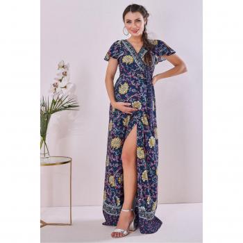 Goddiva Women's Maternity Floral Maxi Dress