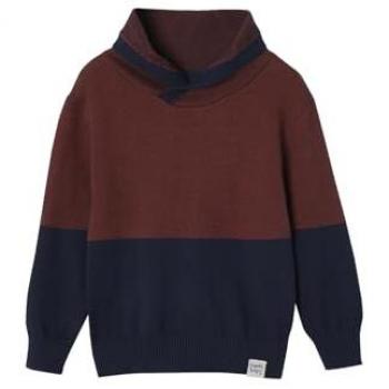 Pull garçon effet color block marine