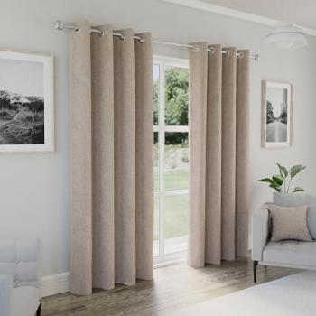 100% Blackout Eyelet Curtains – Thermal & Energy Saving Linen Look, Living Room & Bedroom Pair