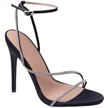 Jovie High‑Heel Stiletto – Diamante Strap, Black, UK 5