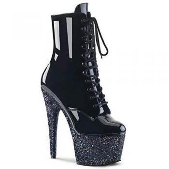 Pleaser Damenboots ADORE‑1020LG – Schwarze Multi‑Glitter Variante, EU 41
