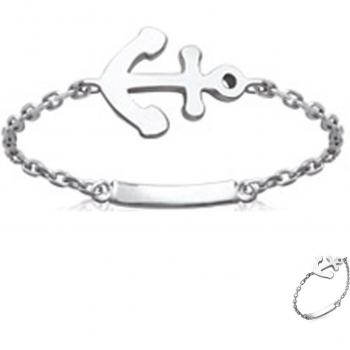 Silver 'Marine Anchor' Flexible Ring (Rhodium)