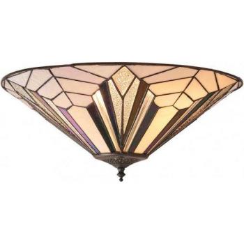 Interiors 1900 Astoria Large Flush Light Dark Bronze, Tiffany Style Glass, E27