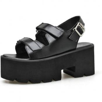 Boussac – chaussures d'été à plateforme pour femmes, lanière à boucle, noir, Punk, Goth, C998