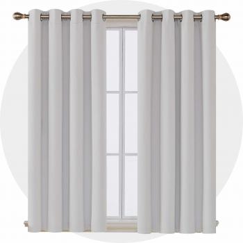 Greyish White Deconovo Thermal Blackout Eyelet Curtains for Livingroom, 2 Panels, 46x54 inches
