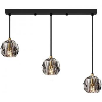 Crystal Black 3-Light Pendant Lamp by Toolight