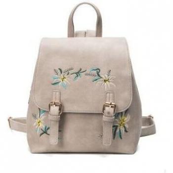 Mini Mochila de Cuero con Detalle Floral