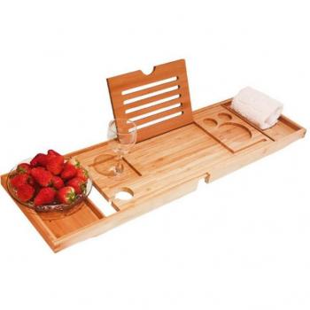 Intrekbare Bamboe Bad Organizer met Tablet Steun