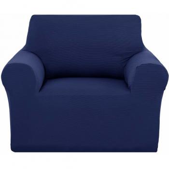 Housse canape 1 place bleu marine Deconovo, elastic relax universel, accoudoirs