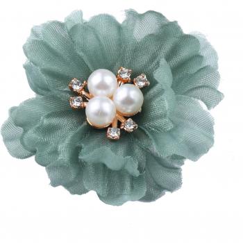 5 pcs Silk Flower Heads with Pearl for Wedding Decor