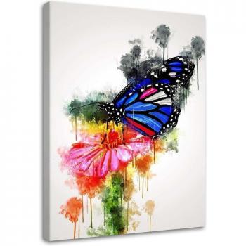 Tableau moderne Papillon et fleur 40x60