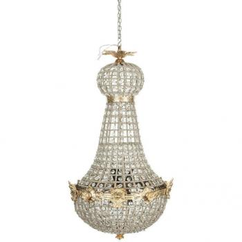 Lustre élégant en laiton et cristal Biscottini