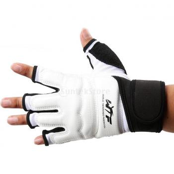 Guantes de boxeo para niños y adultos, medio dedo, color blanco