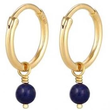 Orecchini a cerchio in Argento 925 con palla di Lapis Lazuli, tendenza nobile placcati oro