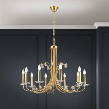 Gold Ariane Chandelier, Ø 92 cm, 10-Bulb Crystal Lighting