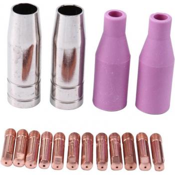 16-Piece AK15 MIG Nozzle Set for Welding Torch with 0.8mm Tip and MB15 Ceramics