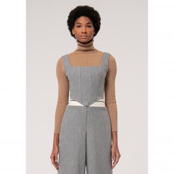 Top crop gessato modello bustier