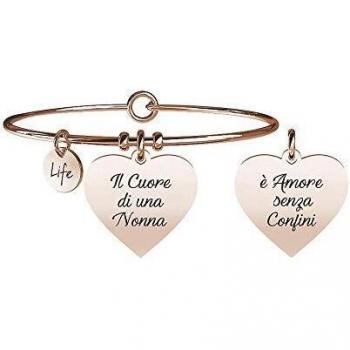 Bracciale KIDULT FAMILY in acciaio 316L CUORE NONNA pvd Rose Gold