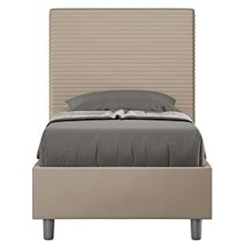 Cama Individual Acolchada 80x190 símil Piel Gris Tórtola sin somier