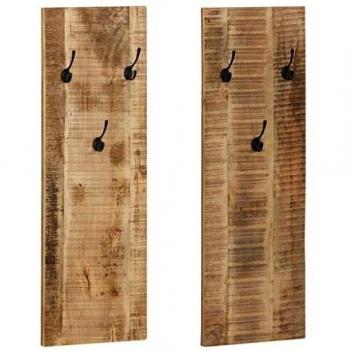 VidaXL Wall-mounted Coat Racks 2 pcs Solid Mango Wood 36x110x3 cm