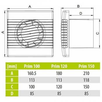 Airroxy Aspiratore Timer 120 mm per Ambiente Casa