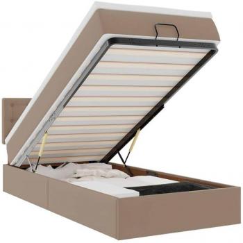Lit ottoman 90x200 cm en similicuir avec matelas cappuccino