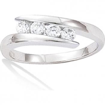 Bague Élégance Argent Câlin Rhodié 4 mm