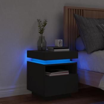 Vidaxl's Black Bedside Cabinet with built-in LED Lights, dimensions: 40x39x48.5 cm