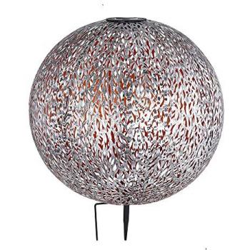 Solar Gartenlampe Erdspieß mit LED, Metallmuster, Antikgold/Silbergrau