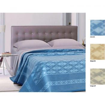 Coperta Beige 06 Jacquard Misto Lana Modello Odil 1 Piazza e Mezza