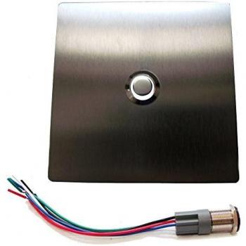 Eurosell Premium Klingelplatte Quadrat: Beleuchtete Design V2A Edelstahl Klingelschild Türklingel Klingel Platte Schild + LED Taster Knopf mit Beleuchtung + Anschluss Kabel silber